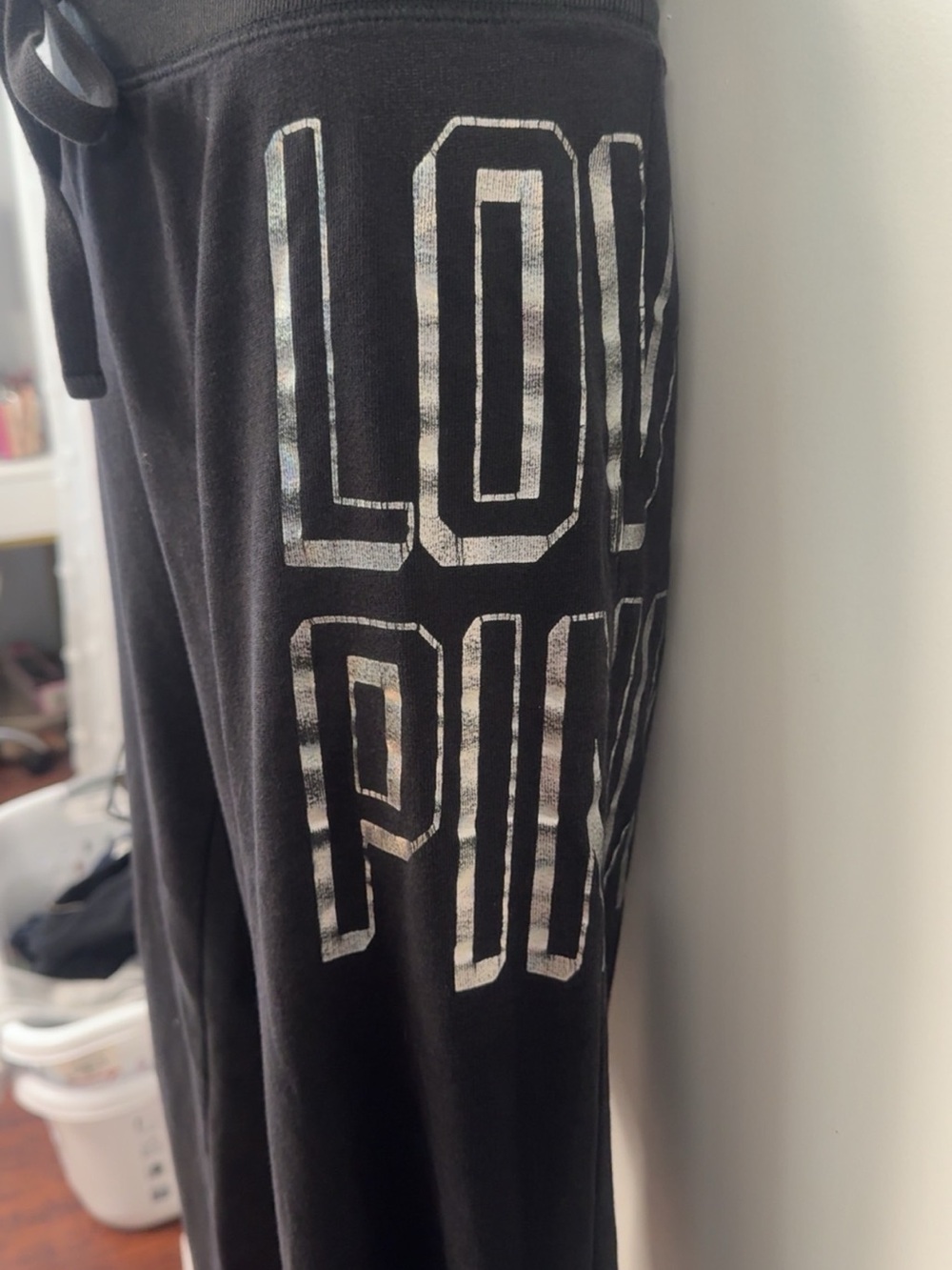 Y2K Vintage PINK Victoria Secret lowrise black flare sweatpants - Picture 2 of 3